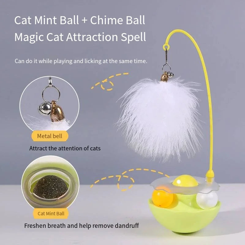 USMILEPET Wobbler Cat Toy Feather Jingle Bell Cat Supplies Detachable and Washable Teaser Stick Self-entertainment for Indoor