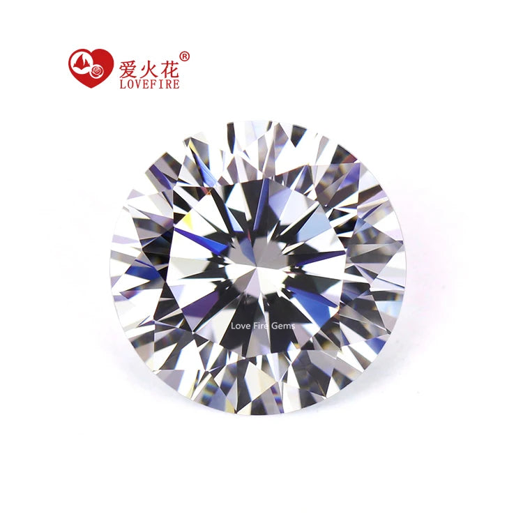 Synthetic 5a Grade Zircon Stone Price Round Brilliant Cut Loose Cz Stone 10HS&10AS White Cubic Zirconia Stones
