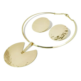 European and American Exaggerated Punk Torques Collar Jewelry Set Circular Pendant Necklace Big Earrings Statement Jewelry