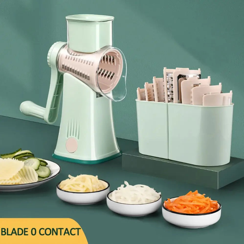 Multifunctional Kitchen Rotary Nut & Cheese Grater Vegetable Shredder Fruits Slicer with 5 Drums Kitchen Chopper