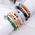 Handmade Braided Devil Eyes Lucky Bracelet Colorful Evil Eyes Charm Bracelet Acrylic Bamboo Marble Bracelet