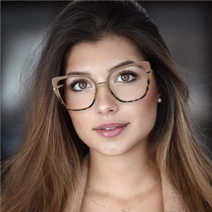New Retro Classic Optical Frames Female Anti-Blue Light Glasses Metal Tr90 Frame Optical Glasses