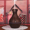 130ML Essential Oil Ultrasonic  Vase Air Humidifier Mini Wood Grain LED Lights Oil Diffuser Mist USB Humidifier for Office Home