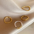 Minimalist Real 18K Gold Plated Cubic Zircon Freshwater Pearl Finger Rings Fashion Jewelry Tennis Chain Index Finger Ring