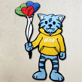 Custom Shape Rug Balloon Blue Tiger Fashion Carpet LLogo Custom Carpet Fabric