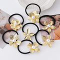 Wholesale Simple Rubber Band Bow Metal Hair Band Exquisite Flowers Jewelry Elastic Hair Tie for Women
