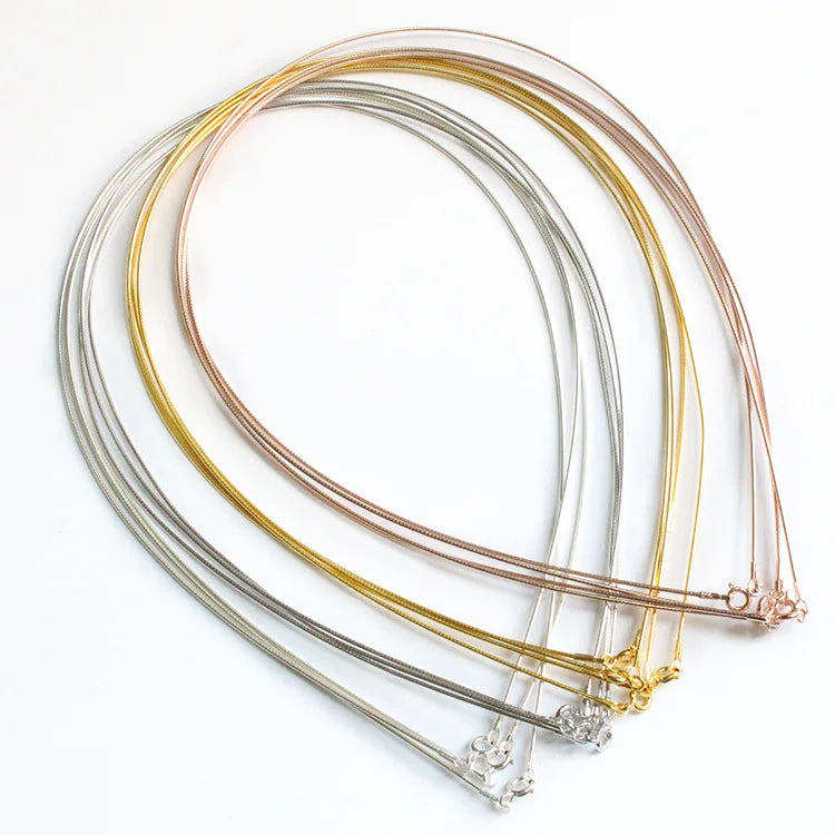 16inch 18inch 20inch Real 925 Sterling Silver Rose Gold 1mm Snake Bone Chain Necklaces for Diy Charm Necklace Jewelry Making