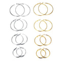 New Trendy Earring 18K Gold Plated Basic Thin Big O Hoop Earrings for Women Stainless Steel Jewelry Wholesale