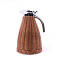 Rattan Bamboo Woven Thermo Kettle Stainless Steel Vacuum Insulated Coffee Flask