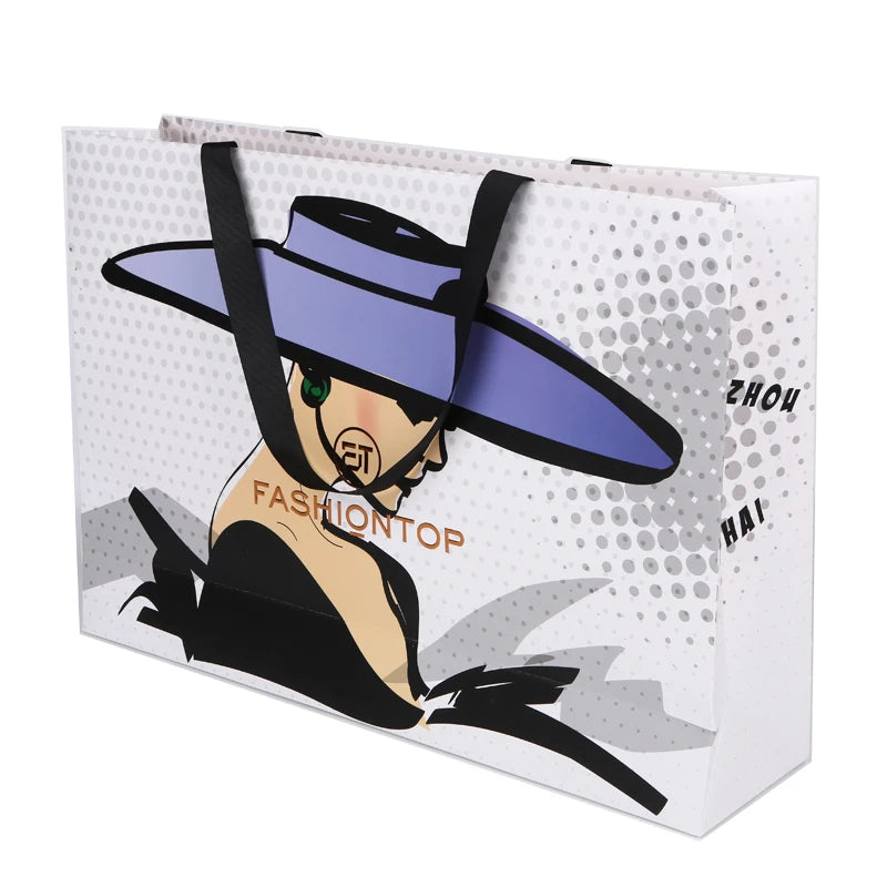 Wholesale Custom Printed Recyclable Paper Bags Luxury Black Shoes and Clothes Packing for Gift Shopping