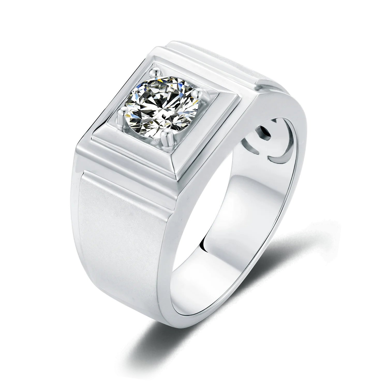 Luxury 925 Silver Man Ring Wholesale Rhodium Plated 1ct 6.5mm D/VVS Moissanite Male Ring Husband Engagement Rings for Men