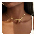 2024 New Style Bow Tarnish Free Gold Plated Stainless Steel Snake Bowknot Ribbon Choker Necklace