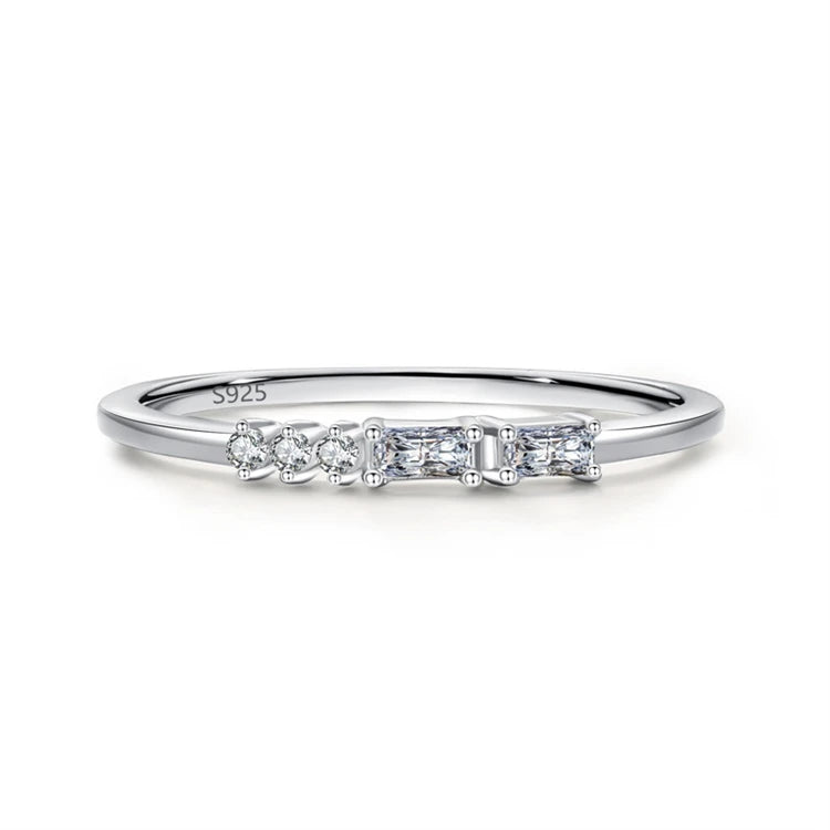 Dainty Women 925 Sterling Silver CZ Diamond Stackable Zircons Ring