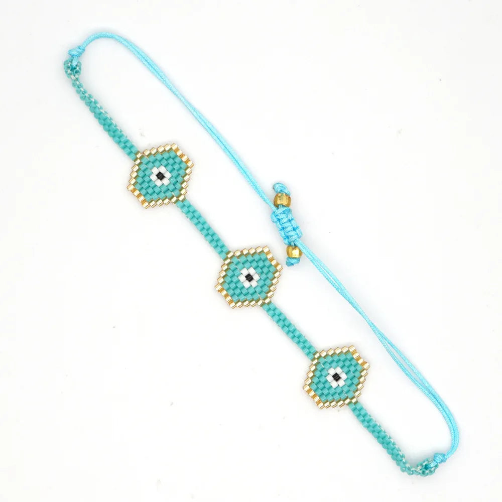 Devil Eye Handmade Woven Seed Bead Bracelet for Women Ethnic Style Bohemian Miyuki Turkish Blue Jewelry Design