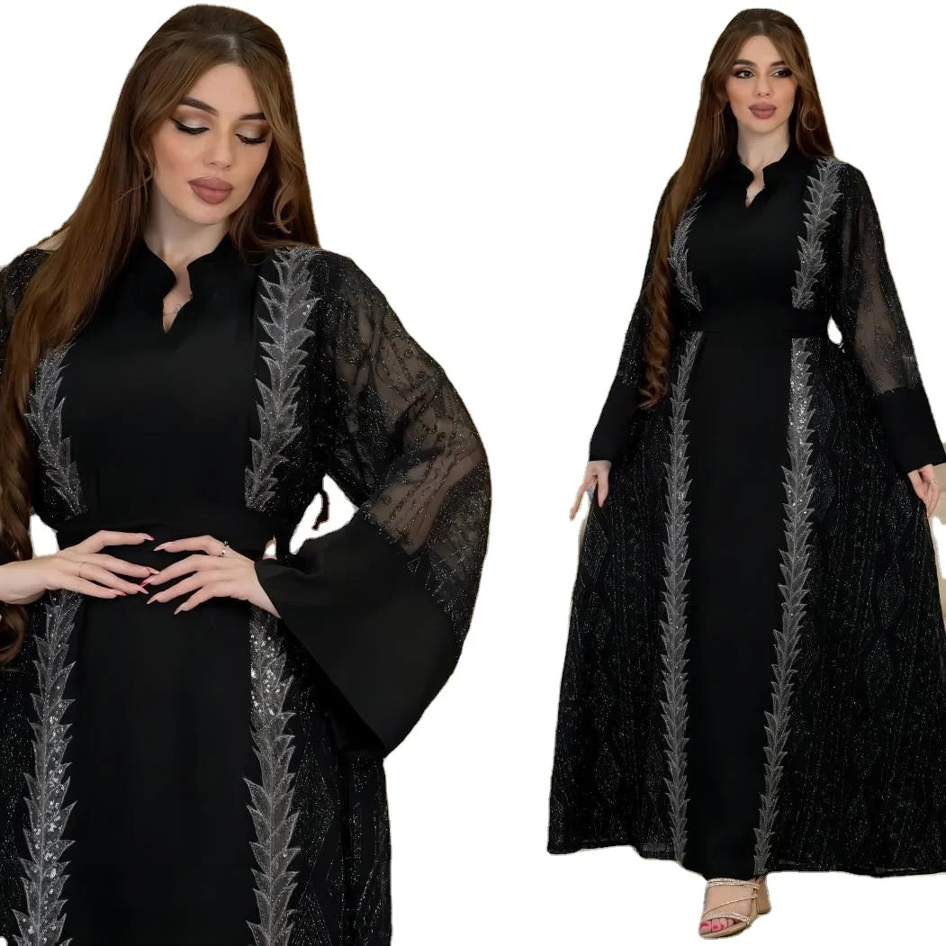 Luxury Embroidered Dubai Abaya 2024 Ramadan Abaya Dress Women Robe Open Turkey Kaftan Islamic Clothing