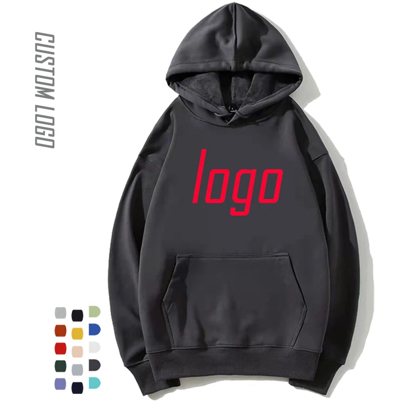 Men's Oversized Hoodies New Style Grey Black Pullover Heavyweight Soft Anti-Shrink Embroidered Knitted Keep-Warm Print Pattern