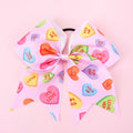 7 Inch Design Heart Hair Bow With Elastic Ponytail Holder Girls Cheerleader Valentines Day Cheer Bows