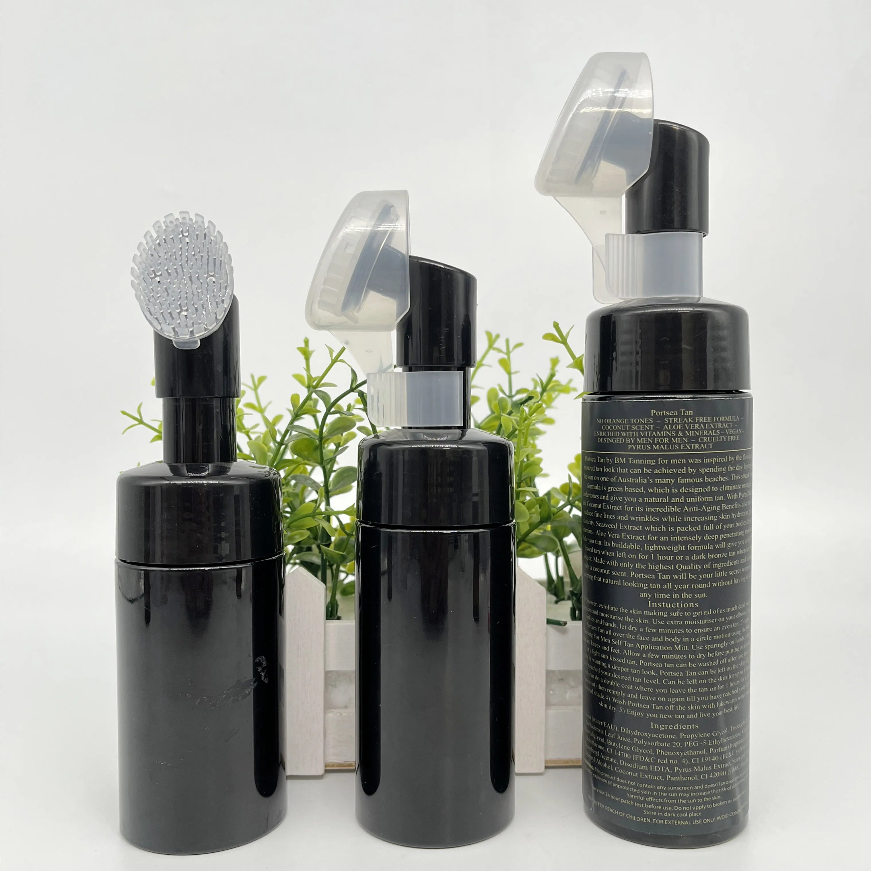 Reusable Cleaning Packaging Personal Care Packaging 100ml 120ml 150ml 200ml White Foam Pump Dispenser Black  Bottle With Brush