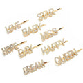 Wholesale Cheap Hair Accessories Diamond Bobby Pin Rhinestone  Letter  Hair Clips  Girls Hair Accessories