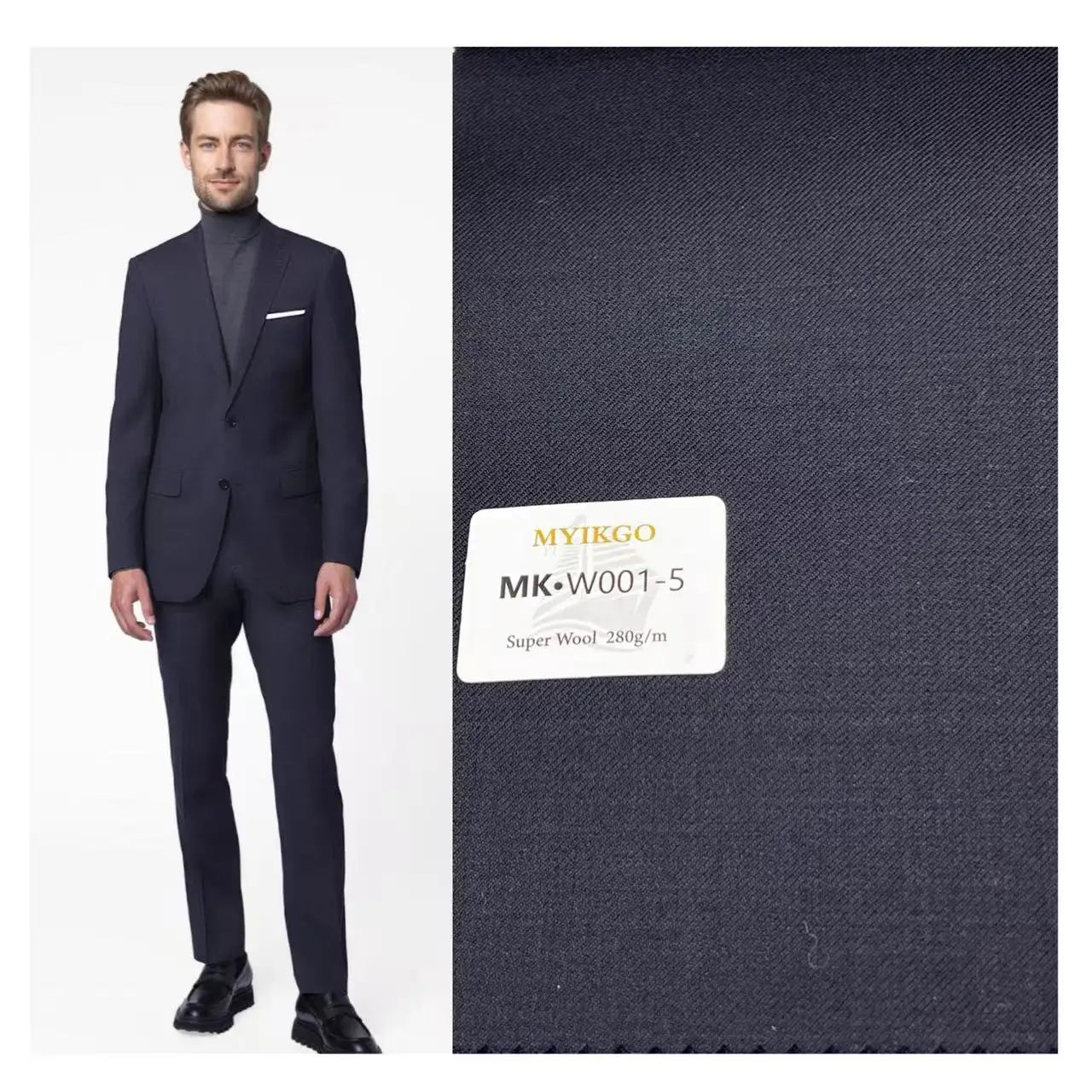 Italian Luxury Wrinkle Free 100% Merino Wool 280G/M Worsted Fiber Wool Fabric for Tailored Suits