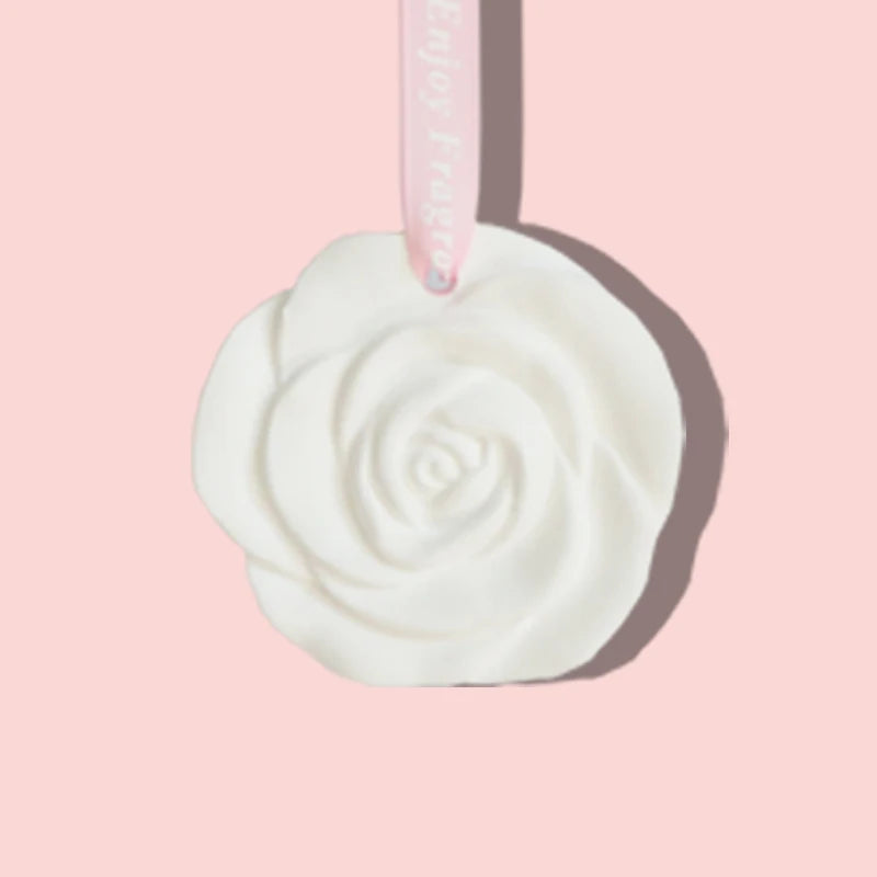 FinRu Home Decoration Hanging Car Wardrobe Pendant Air Freshener Scented Ceramic Flower Aroma Porcelain Fragrance Oil Diffuser