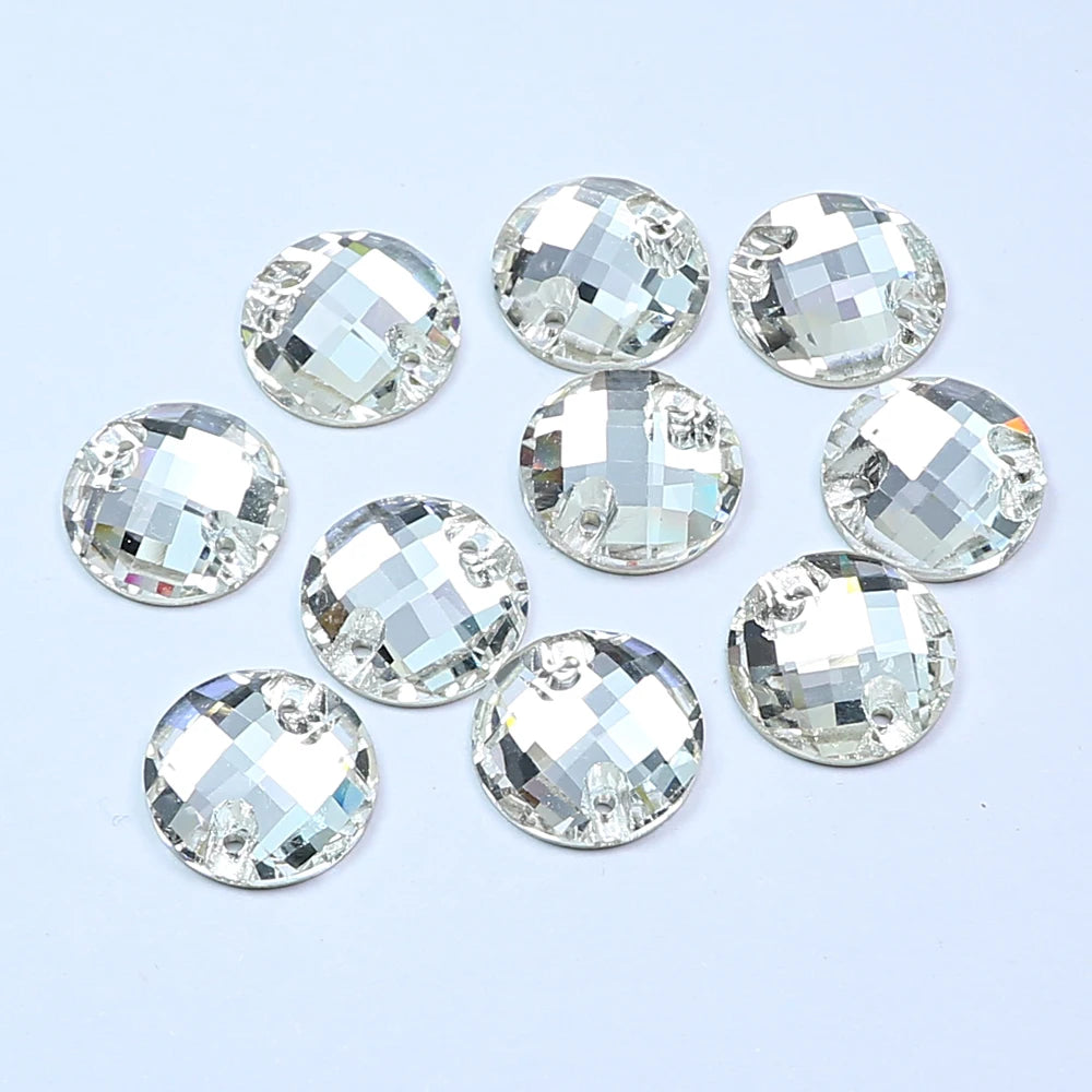 Dongzhou Flatback Glass Rhinestones Chessboard Sew on Crystal Wholesale Loose Crystal Beads for Garment Shoes Sewing Accessories