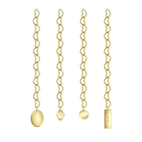 Gold Filled 3/5cm Heart Cable Extender Chain With 1/20 14K Stamped Geometric Tail Tags 2.8mm Link Chain Extensions for Necklace