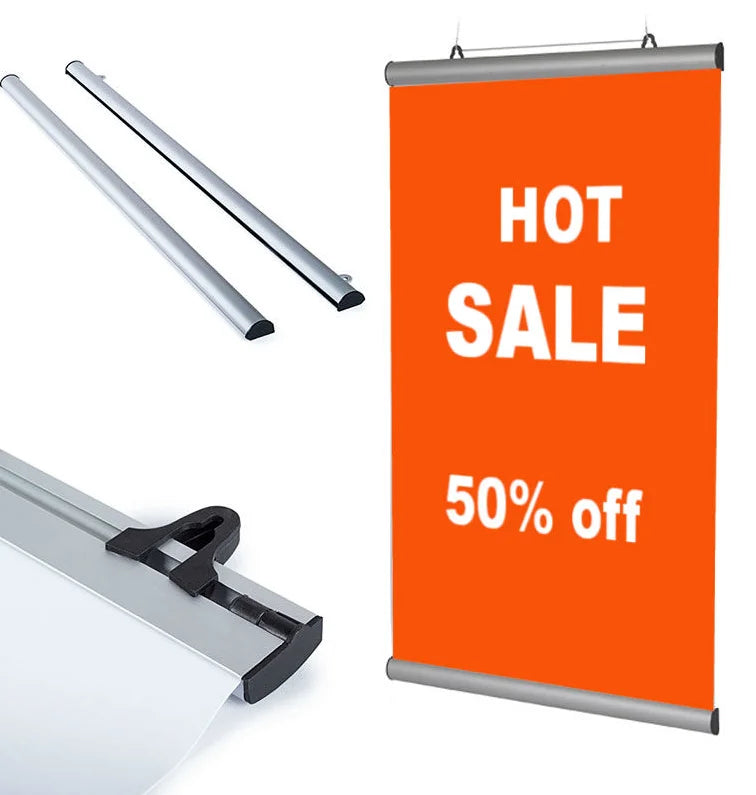 60cm/70cm/80cm/90cm/100cm/120cm Aluminum Snap Rail Banner Hanger Store Hanging Poster Clip Ceiling Poster Advertising Boards