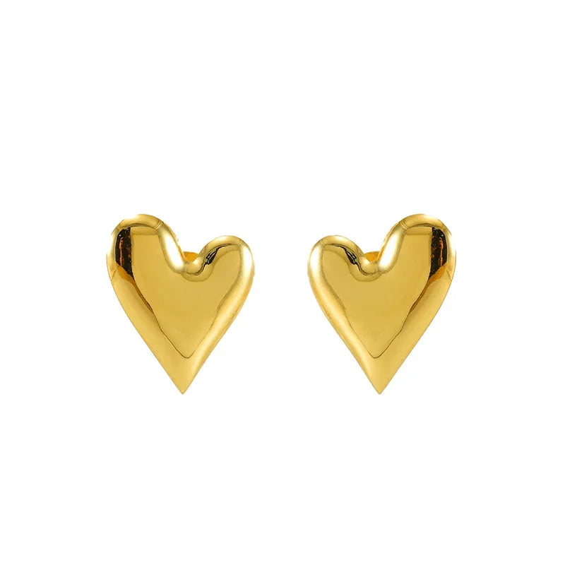 Luxury Women's Stainless Steel Heart Hoop Earrings Gold-Plated With Zircon Geometric Shape Studs Gift Pearl Diamond Main Stones