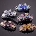 Japan Korean Style Large Hairpin Crystal Flower Duck Beak Clip Female Pan Updo Hair Ornaments Colorful Butterfly Hair Clip