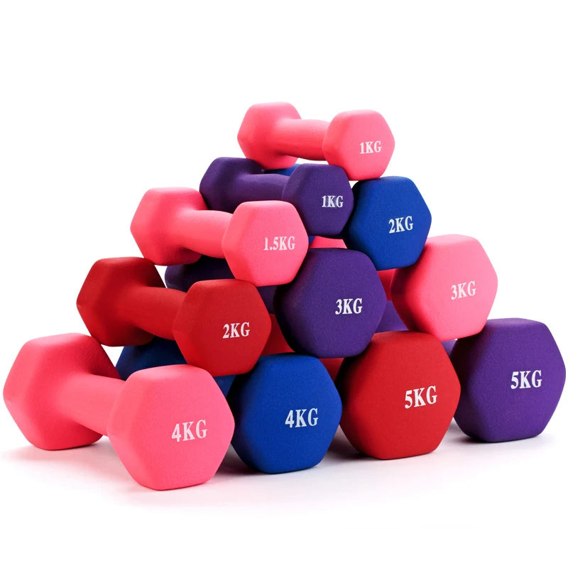 Colorful Hex Rubber Dumbbell Set for Women Custom Logo Fitness Equipment Iron Body Training Gym Equipment