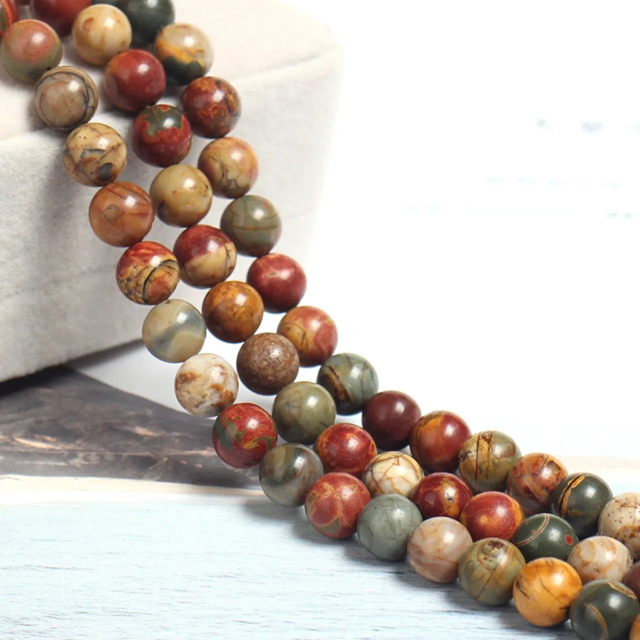 Round Beads PICASSO Gemstone Loose Beads for Jewelry Making Brown 2020 Popular Natural Bracelet Necklace GUA Origin Model BJ196