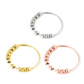 Closed 10 Beads Stainless Steel Spinning Anti Anxiety Rotate Moving Bead Ring Finger Rings Jewelry