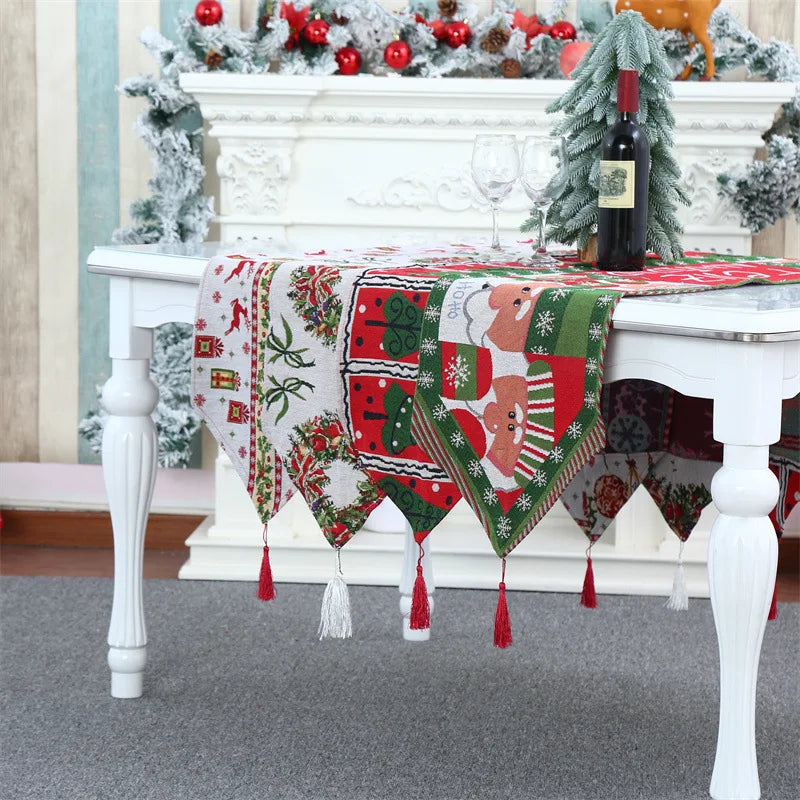 Christmas Table Runner Merry Christmas Tree Santa Plaid Table Runner Holiday Christmas Table Decorations Indoor for Family