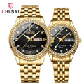CHENXI 8215 Men Watches Top New Luxury Diamond Full Steel Quartz Watch Fashion Gold Clock Men's Wristwatches Relogio Masculino
