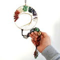 Natural Stone Woven 7 Chakras Winding Tree of Life hang Ornaments Gemstone Natural Quartz Crystal Healing Stone Hang Decorations