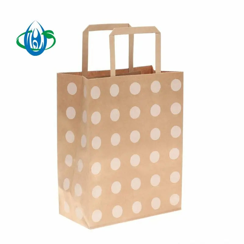 Custom logo Printing Brown Kraft Paper Bag with Handle Eco Friendly Restaurant Takeout Takeaway Bag for Food