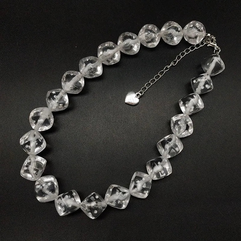 Multi-Color Acrylic Bead Bridal Jewelry Set with Resin and Zircon Trendy Dice Design for Weddings & Parties
