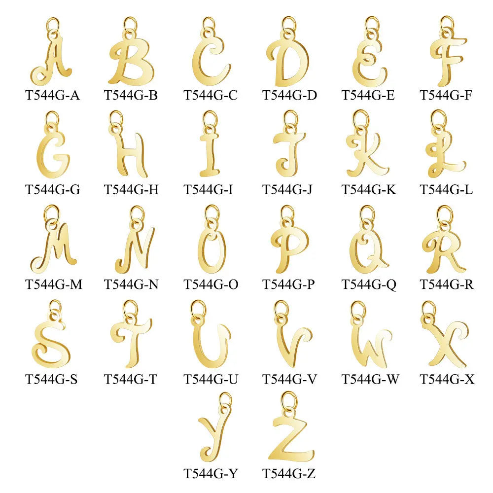 Stainless Steel Jewelry Accessories Cut English 26 Letters Pendant DIY Titanium Steel Necklace Accessories Wholesale