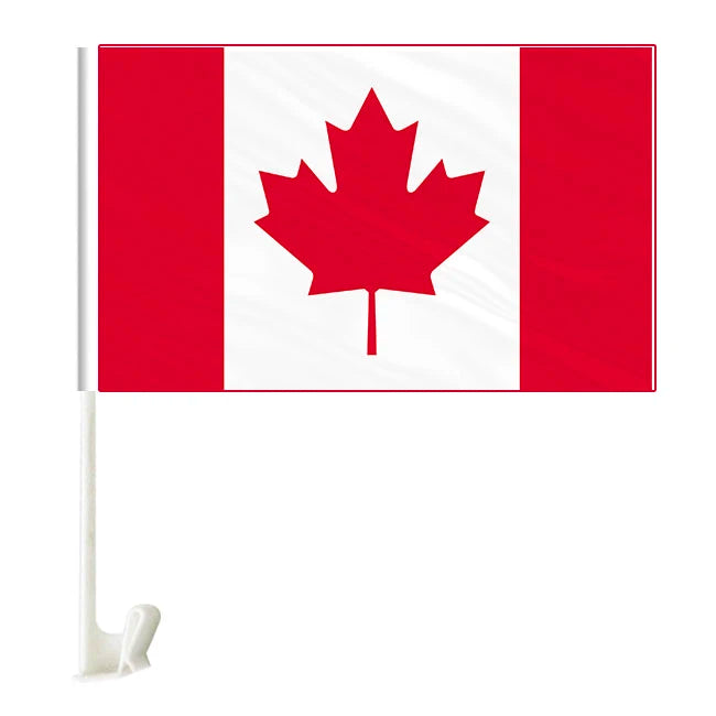 Hot Sale Custom 100% Polyester Canada Car Window Flags Wholesale Stock 12''x18'' 30x45cm