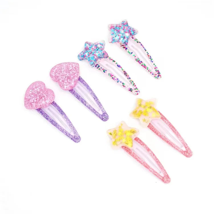 Kids Hair Clip Lovely Cute Cartoon Resin Star Heart Shaped Hairgrips Hair Clip Hair Accessories for Girls