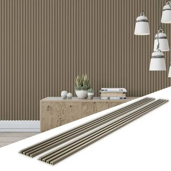 114 In. X 6.7 In. X 0.94 In. WPC 3D Vinyl Fluted Wall Paneling for Interior Wall Decor Wood Plastic Composite