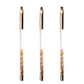 3pcs Gold Acrylic Sequin Oil Handle Gel Nail Brush Set Custom Logo Nylon Oval Flat Oblique Brush for Professional UV Manicure