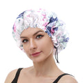 GTOP Wholesale Custom Logo EVA Waterproof Bath Satin Bonnet With Adjustable Tighten String Shower Caps for Women