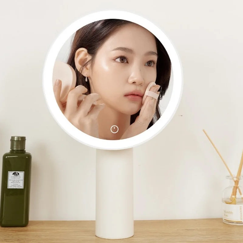 Factory Custom Portable Lighted Cosmetic Mirror Shape Rechargeable Battery Daily Vanity Type-C Port USB Foldable Makeup Mirror