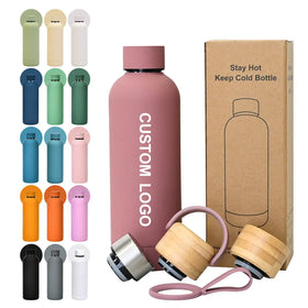 Custom logo 500ml Reusable Double Walled Vacuum White Metal Drinking Cup Sports Water Bottle Stainless Steel Vacuum Bottles