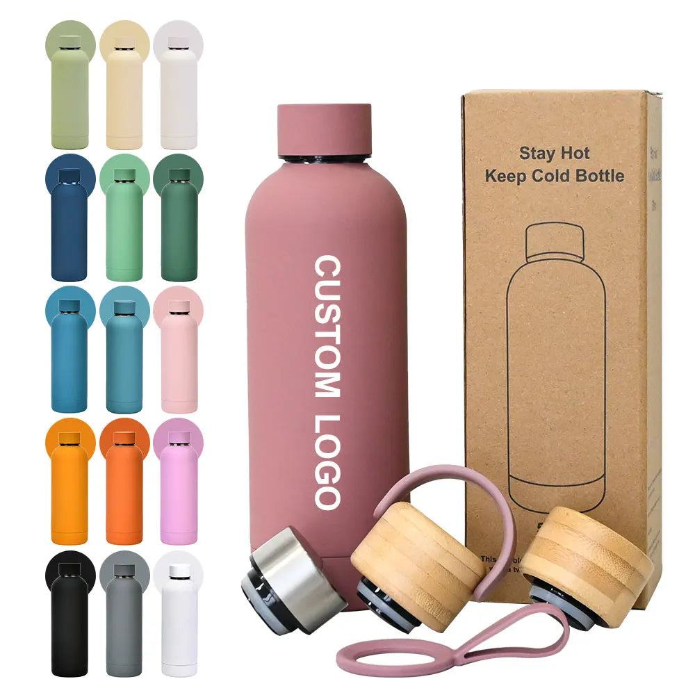 Custom logo 500ml Reusable Double Walled Vacuum White Metal Drinking Cup Sports Water Bottle Stainless Steel Vacuum Bottles
