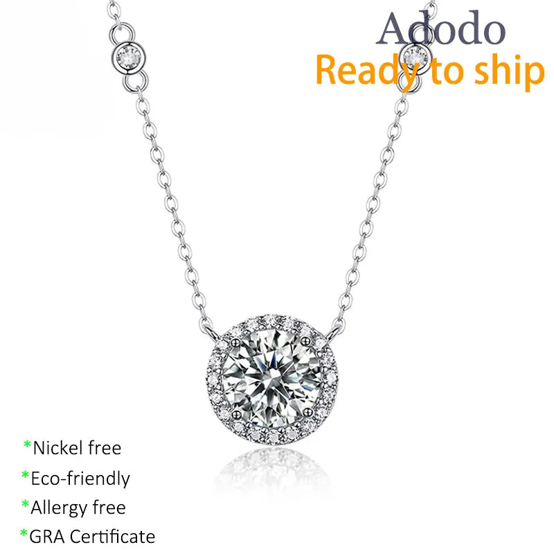 Wholesale Fine Jewelry 1Ct D Round Mossanite Jewelry Pendant Starlight S925 Sterling Silver Necklace for Women Gift