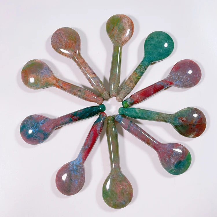 Hongzhuo Indian Agate Spoon Shape Guasha Board Natural Stone Scraper Facial Tools for Face Neck Back Body