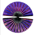PVC Laser Rave Hand Fan Clack Handheld Fan for Party Large Folding Fan with Bright Color Festival